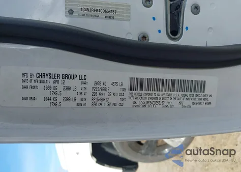 2012 Jeep Patriot Latitude z USA, uszkodzony, nr VIN 1C4NJRFB4CD658157